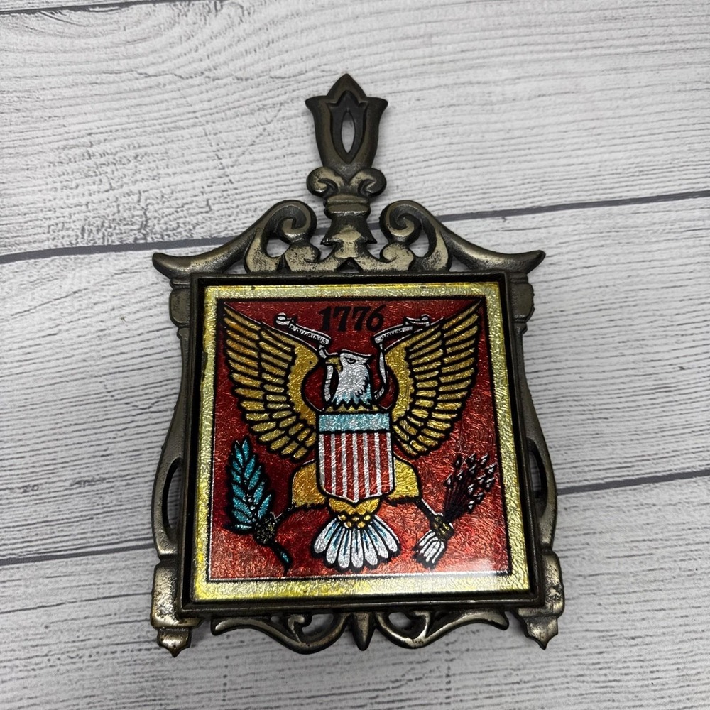 Vintage Cast Iron  Trivet 1776 Eagle American USA 250th Celebration